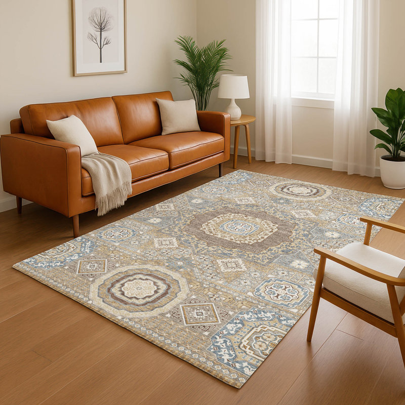 Tapis traditionnel lavable à la machine Premium, Taupe, 3 pi x 5 pi