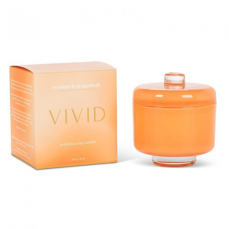 Bougie sureau à la noix de coco et piédestal, Orange