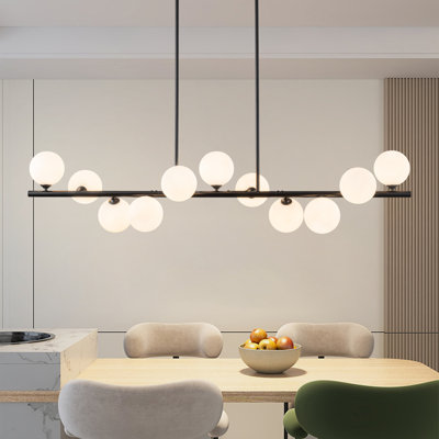 Arqam 11 - Light Dimmable Kitchen Island Linear Chandelier White Bubble Chandelier Sphere Chandelier