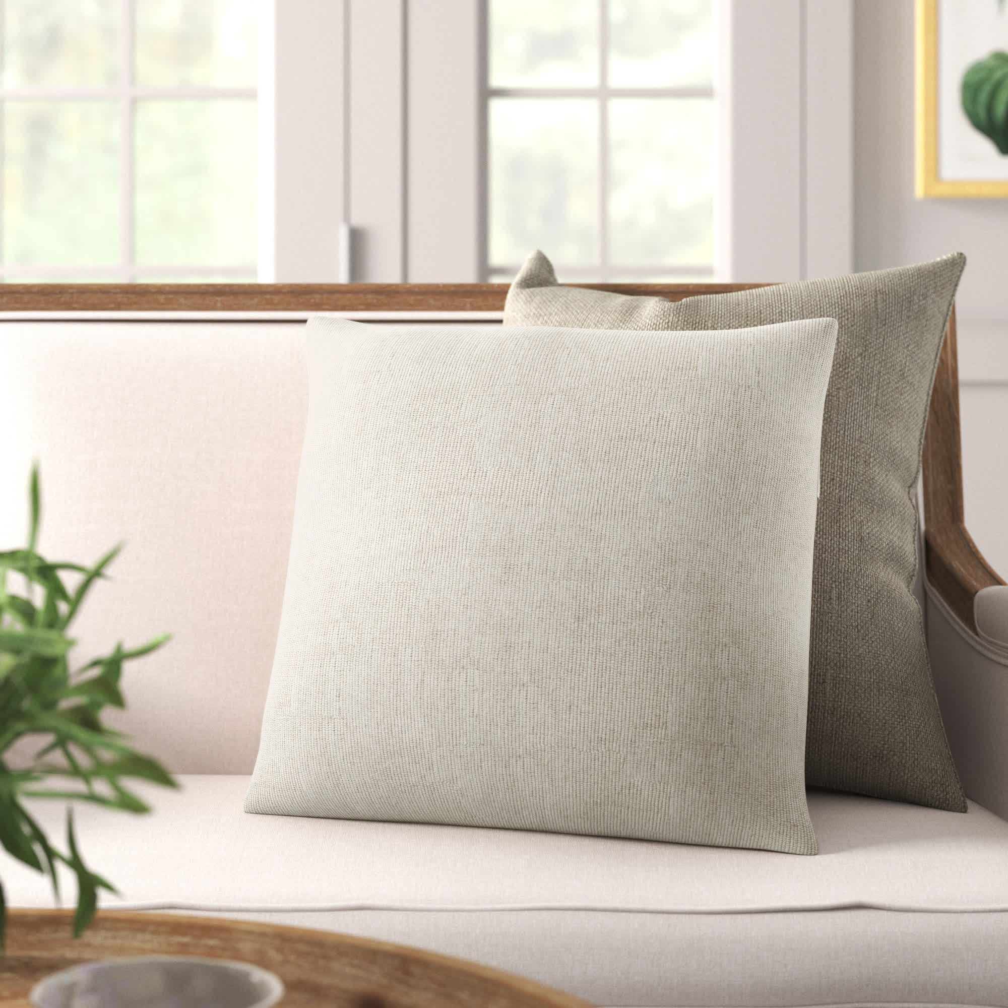 Arlington Linen Throw Pillow, Polyester/Polyfill, Cream, 18" x 18"
