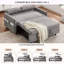 Canapé-lit de 55,1 po avec canapé-lit escamotable avec dossier ajustable, poches de rangement, 2 coussins moelleux, ports USB pour le salon, la chambre à coucher, l’appartement, le bureau-697700002