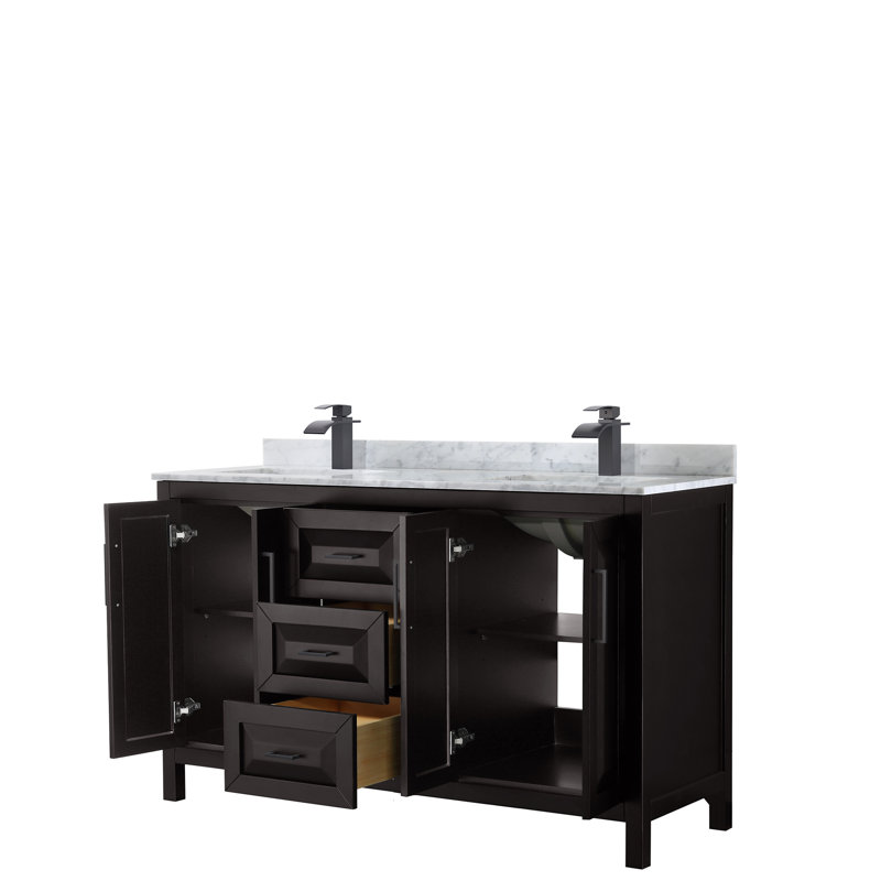 Daria 60'' W Double Vanity, Dark Espresso, Matte Black