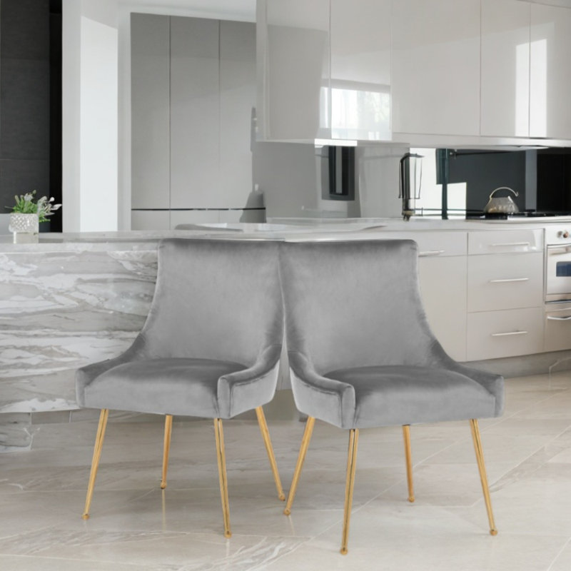 Chaise en velours Sheny, Velours gris clair