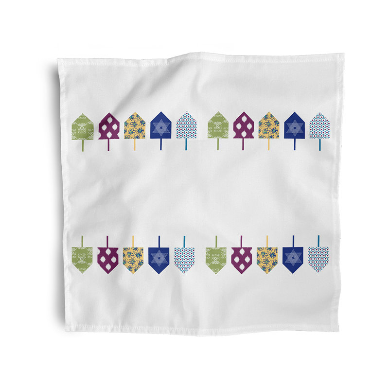 Serviette 22 po doodled dreidels, Blanc