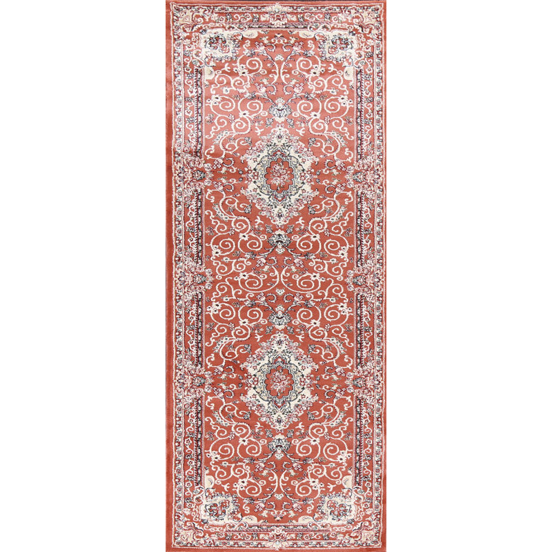 Tapis turc oriental à motif floral transitionnel 2 x 3, Tapis de couloir 2 pi 7 po x 9 pi 10 po