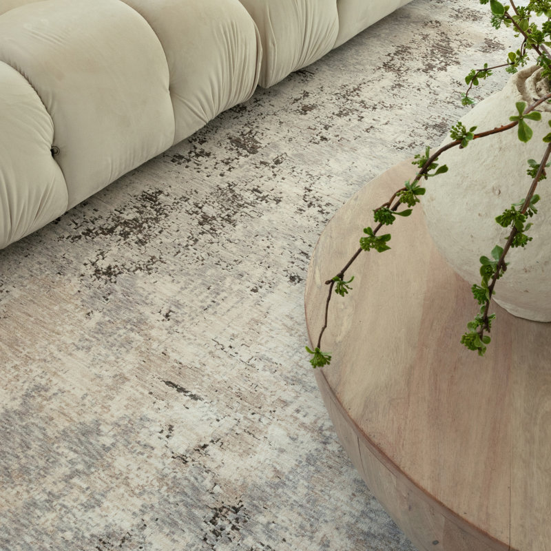 Tapis abstrait ivoire / beige Gwern, Rectangle 9 pi 10 po x 12 pi 10 po