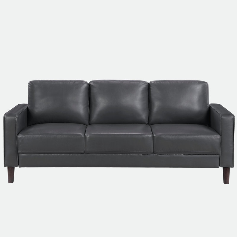 Siège de canapé rembourré à 3 places moderne en similicuir gris foncé, Gris foncé