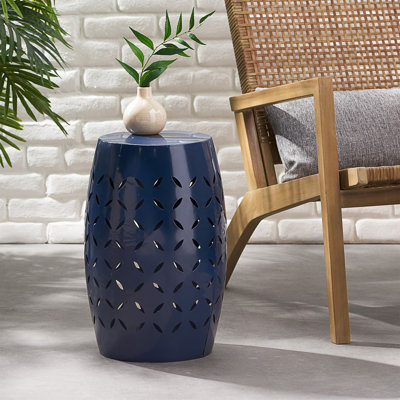 LILAC 12" Accent Side Table, Cylindrical Design End Table For Living Room, Family Room, Or Entryway, Industrial Style,Coffee Side Tables For Indoor Outdoor, Teal Color