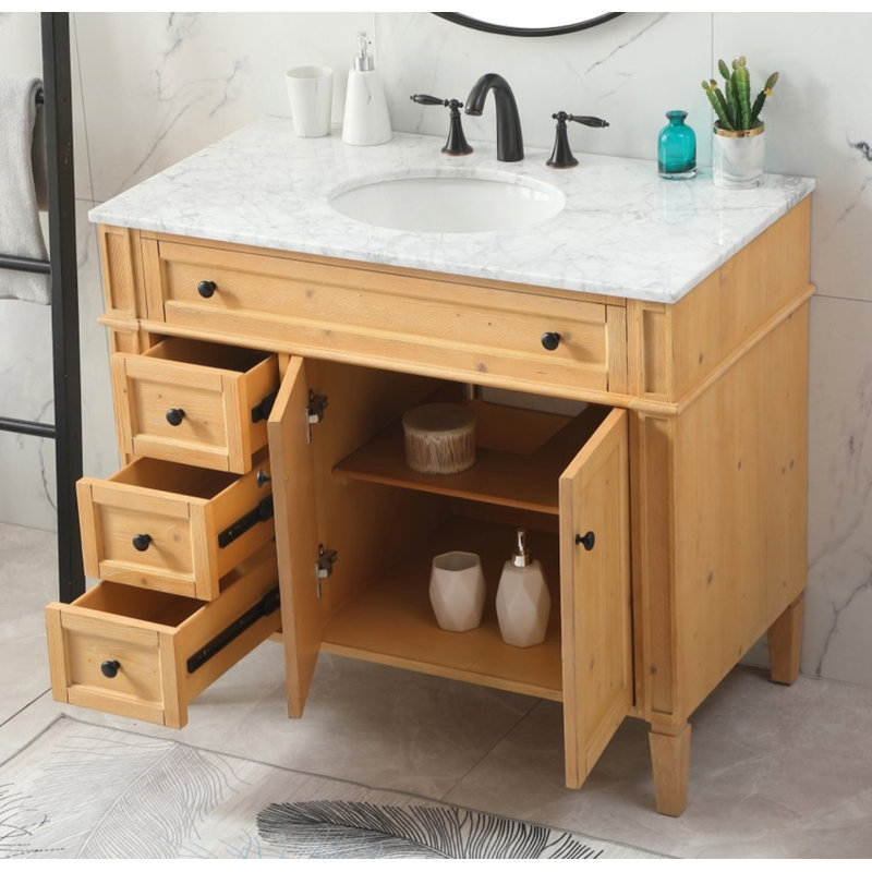 Ensemble de meuble-lavabo simple 40 "Rivers, Bois naturel
