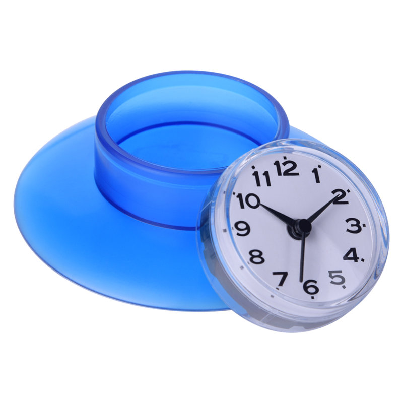 Mini horloge murale à ventouse pour salle de bain ou cuisine, étanche, à quartz, bleue., Blue
