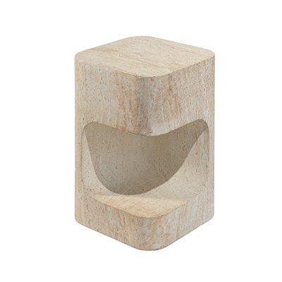 Outdoor Faux Stone Asymmetrical Side Table