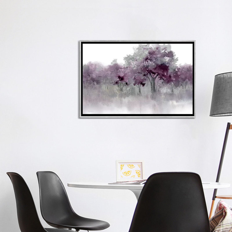 " Water's Edge II - Purple " by Carol Robinson, No Mat, Silver Framed Canvas, 26" H x 40" W x 1.5" D