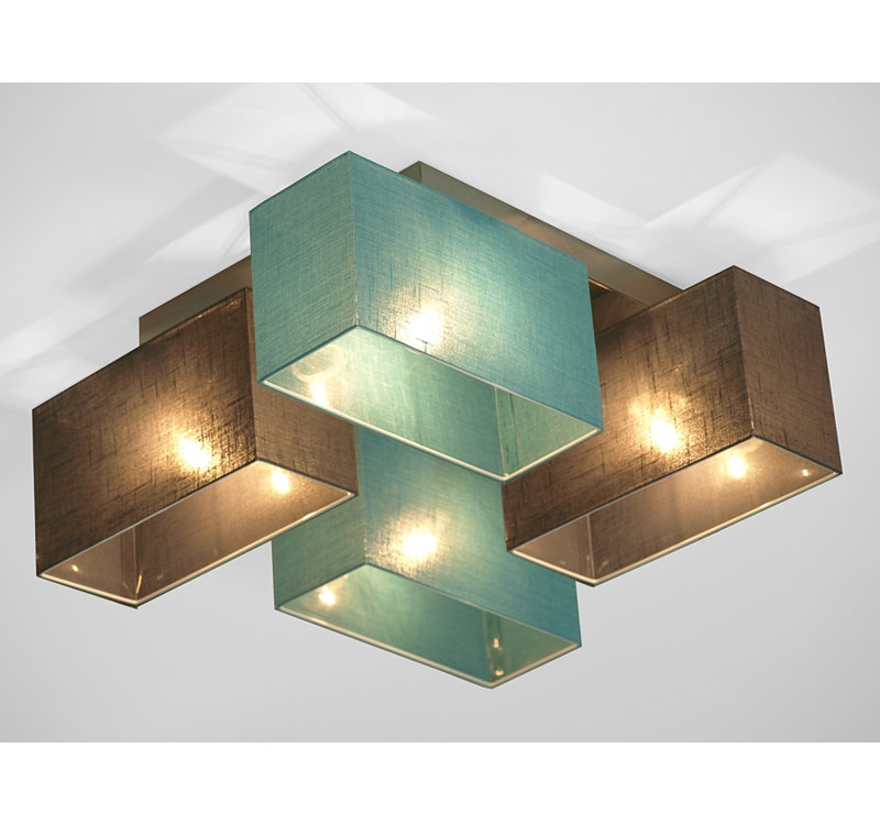 Seaton Semi Flush Mount, Turquoise/Clear graphite, Tan