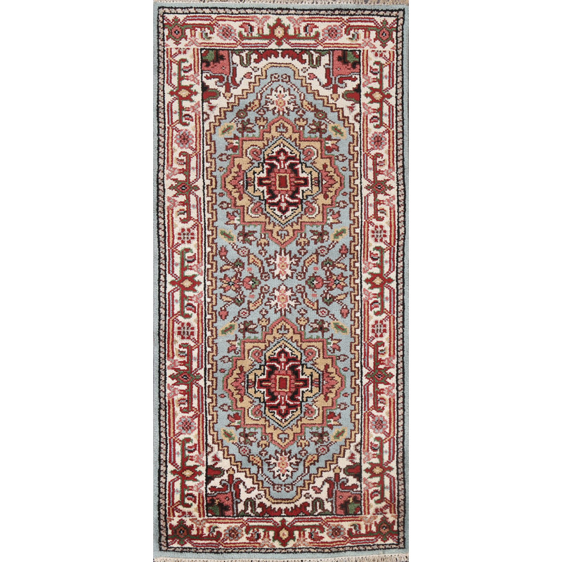 Tapis oriental bleu clair en laine 3 x 6