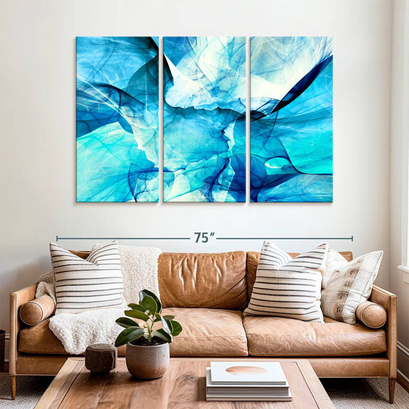 Avery Blue Blurs Abstract, 42" H x 65" W