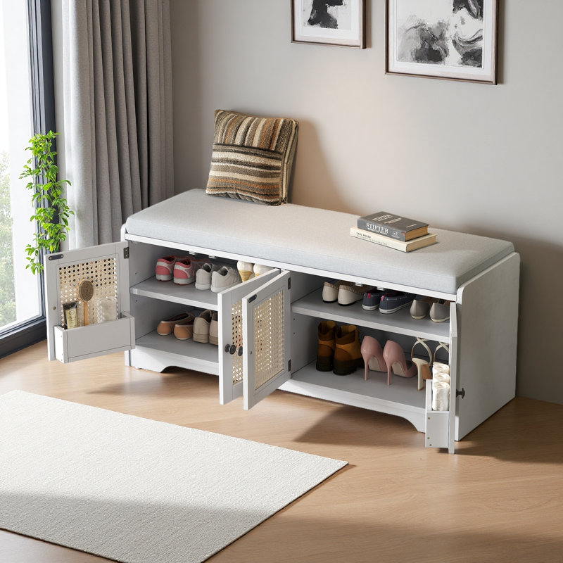 Banc de rangement Rustic, Blanc