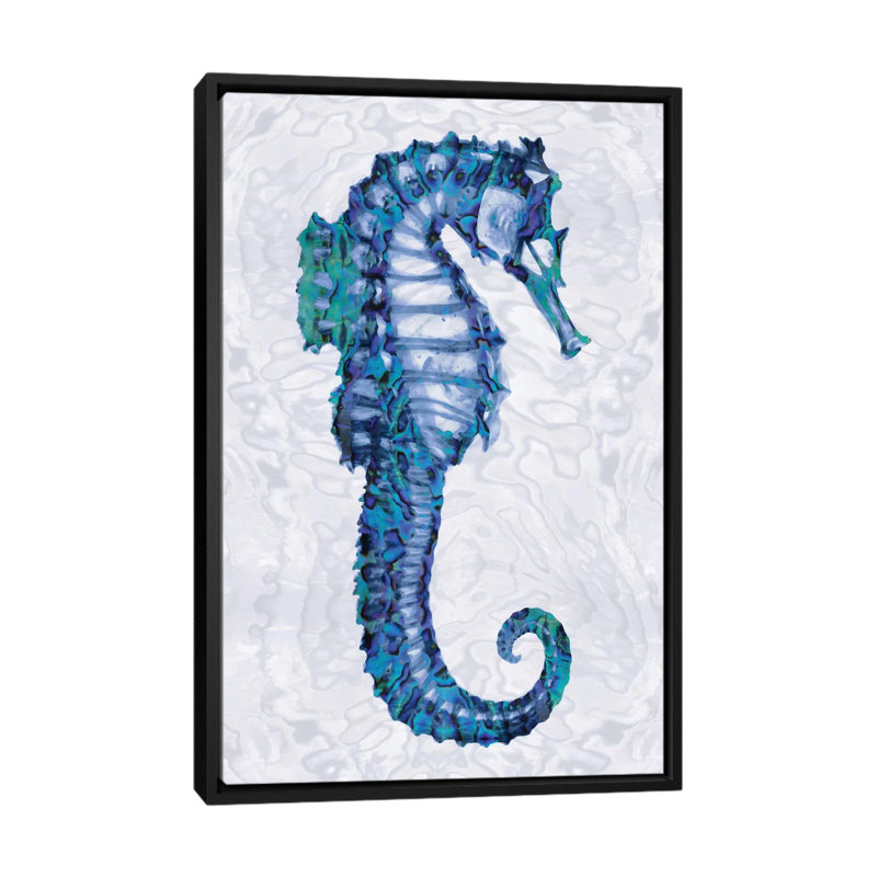 « mer cheval ii », reproduction d’art sur toile, H 26 po x l 18 po x P 1,5 po, Toile avec cadre noir, Pas de tapis