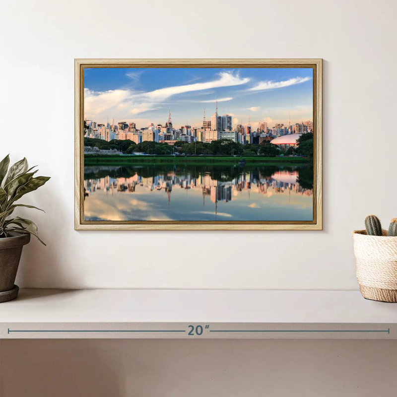 Horizon du parc d'Ibirapuera, Cadre flottant en bois naturel, 13 po x 9 po