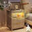  17.7'' W 2-Drawer Nightstand with LED Light and Charging Station-2102635621