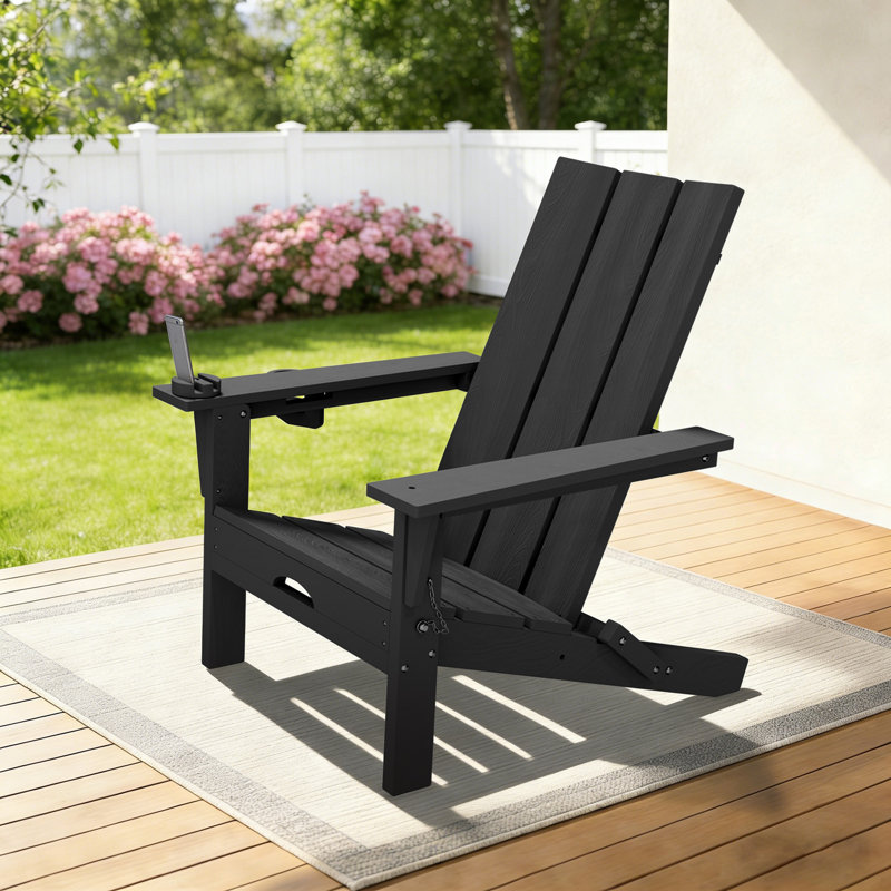 Outdoor Folding Adirondack Chair , Black