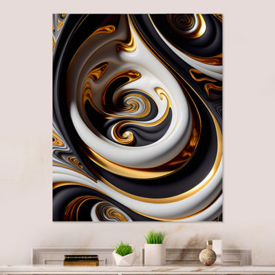 Or et noir vitrail spirale IV - reproduction sur toile