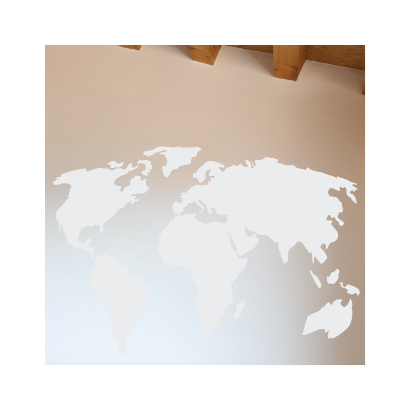 Décalcomanie murale carte du monde, Blanc, H 22 po x l 32 po x P 0,01 po