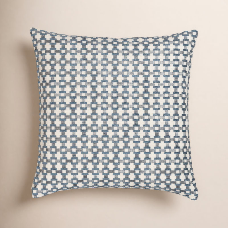 Coussin Birch Lane Stride, Bleu géométrique, Plumes, Carré 20 po