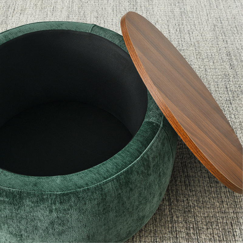 Repose-pieds rond avec rangement, fonction 2 en 1, table de bout avec repose-pieds, avec petit siège, Vert