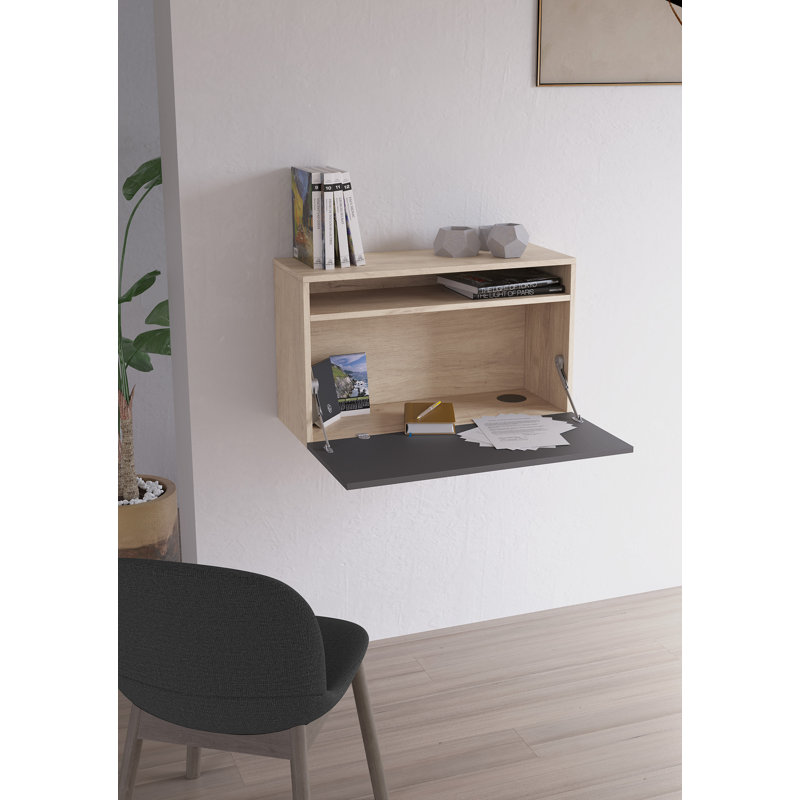Fryman Floating Desk, Light Oak Graphite