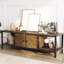 Meuble télé 58 po brun rustique, console média imperméable avec pieds réglables et rangement ouvert-588765865-588765864