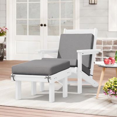 High Density Polyethylene Adirondack Chair With Cushions and Ottoman