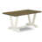 7-Piece Dining Table Set Consists of a Distressed Jacobean Dining Table and 6 Smoke Linen Fabric Upholstered Chairs with Button Tufted Back - Wire Brushed Linen White.-107153404-107153403-43311303