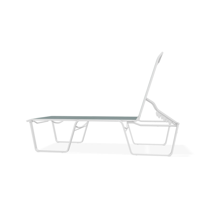 Aruba II Sling Aluminum Frame Four-Position Lay-flat Stacking Armless Chaise, White, Augustine Mineral