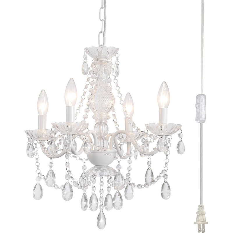 Insert Crystal Ceramic White Pendant Light