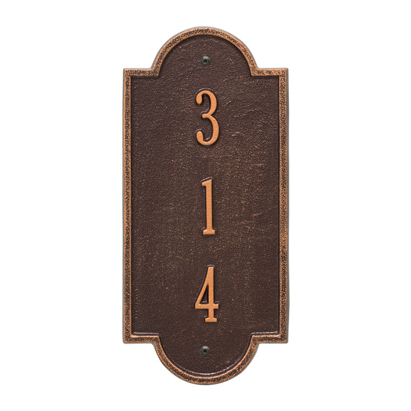 Plaque d'adresse murale personnalisée sur 3 lignes Richmond, Cuivre Antique