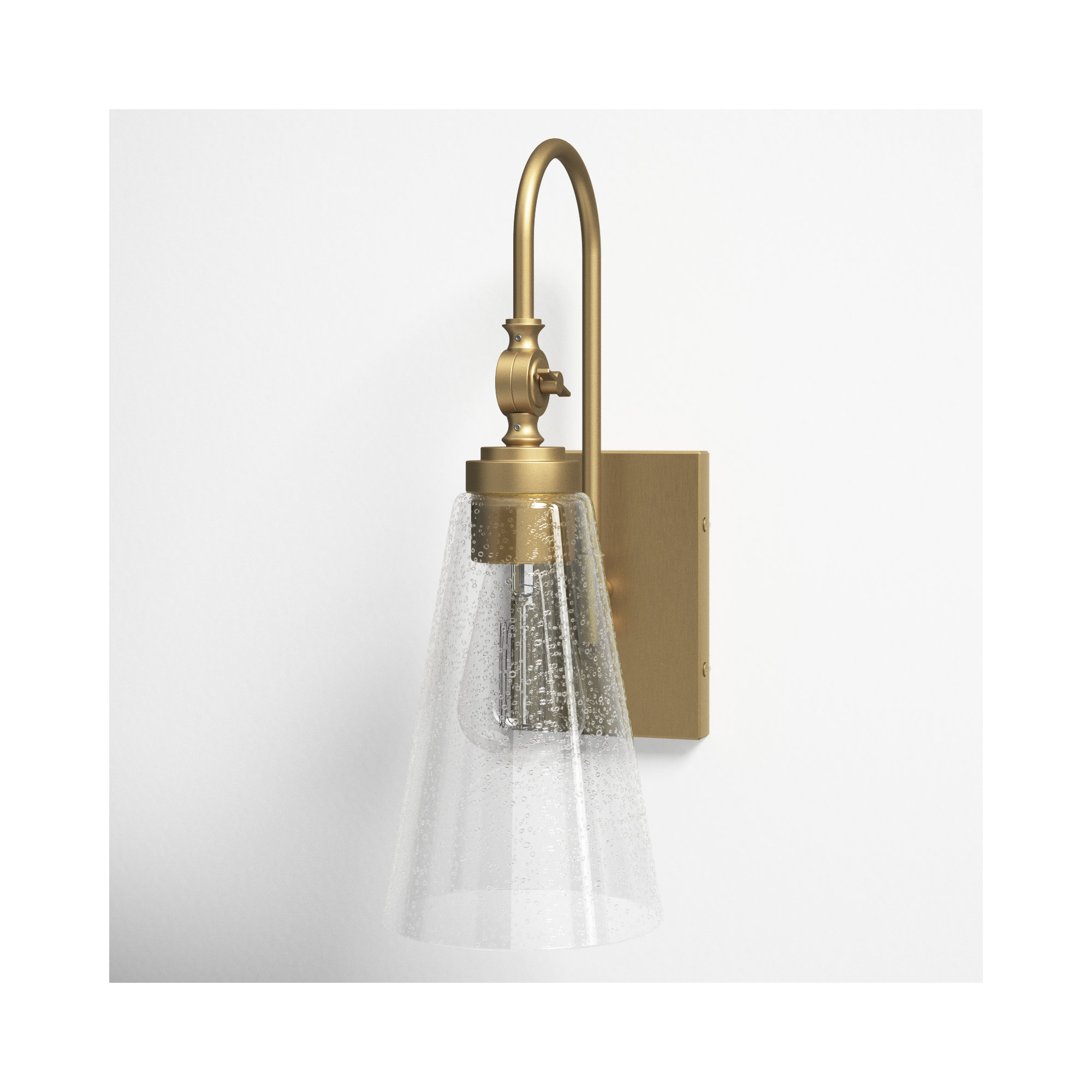 Picola Single Light Glass Dimmable Wall Sconce, Warm Brass