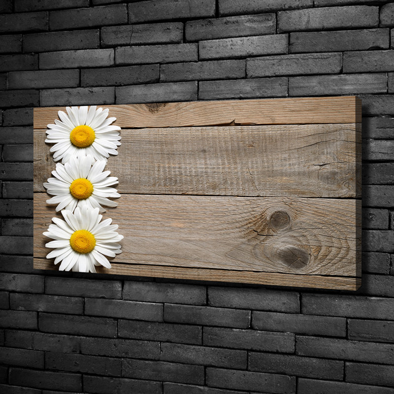 Daisies Wood - Wrapped Canvas Print