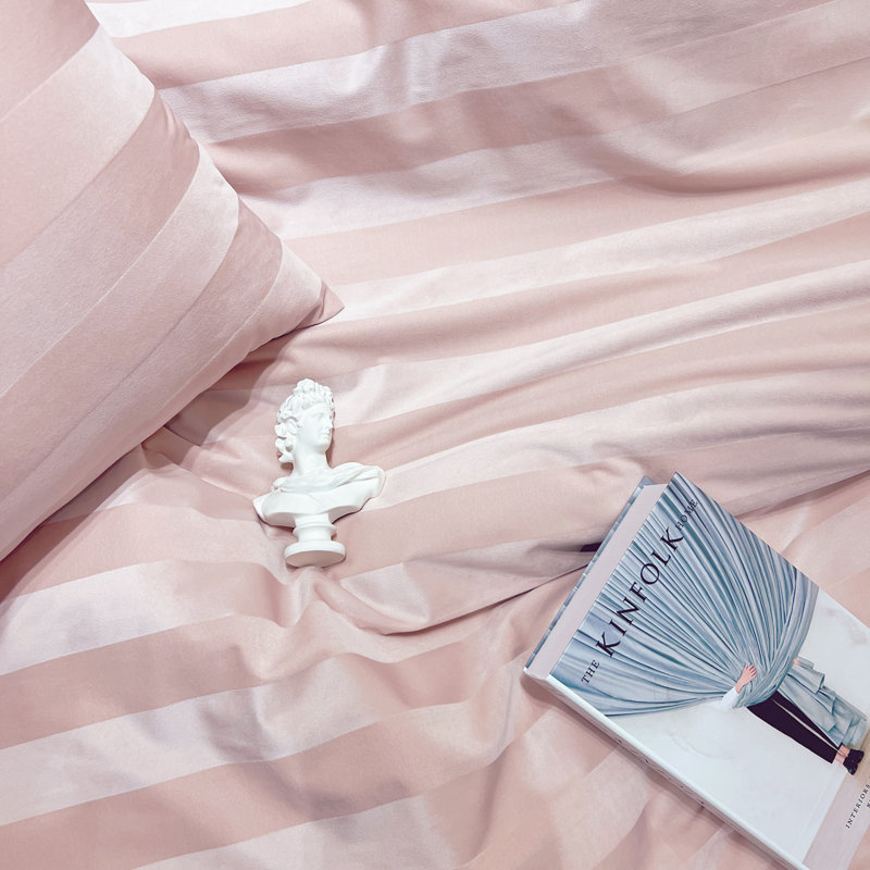 Velvet Standard Striped Duvet Cover, Queen Duvet Cover + 2 Pillow Sham