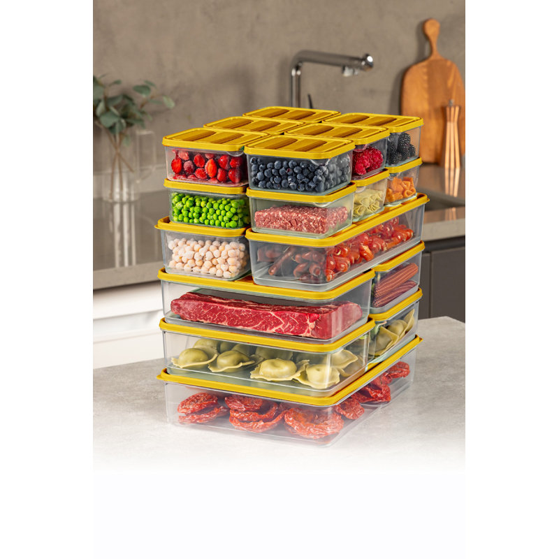 Versatile Storage Box Set (18 Pieces), Orange Plastic, Includes Sizes: 4.3 x 11.8 x 2.8 in. (2 pcs), 9.1 x 5.9 x 2.8 in. (2 pcs), 3.5 x 4.1 x 2.2 in. (12 pcs), 9.1 x 11.6 x 2.6 in. (2 pcs) | 100% Dishwasher-Safe, Ideal for Organizing Home & Office