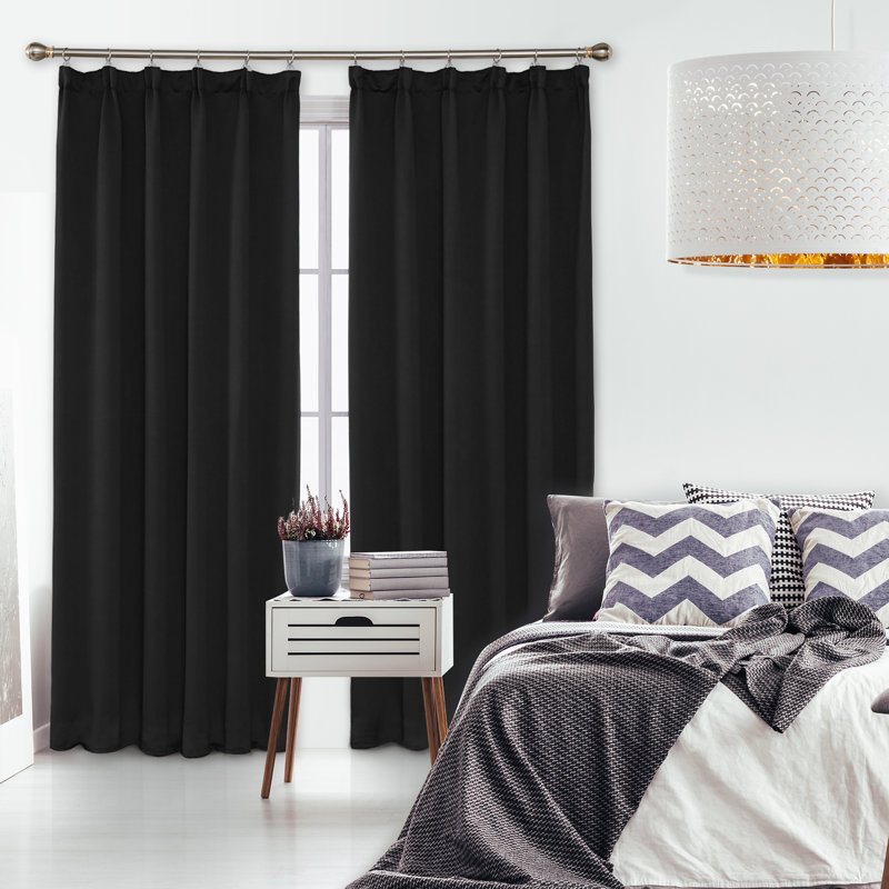 Farhod Blackout Curtain Pair, Black,  132cm Width x 229cm Drop