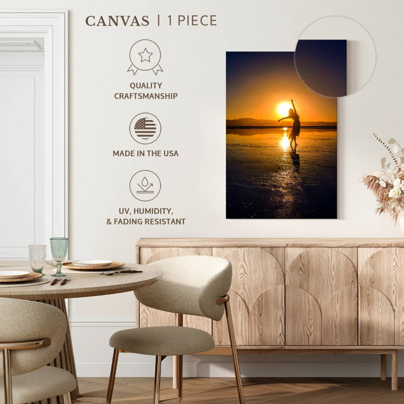 Silhouette de ballerine au lever du soleil, H 24 po x l 16 po