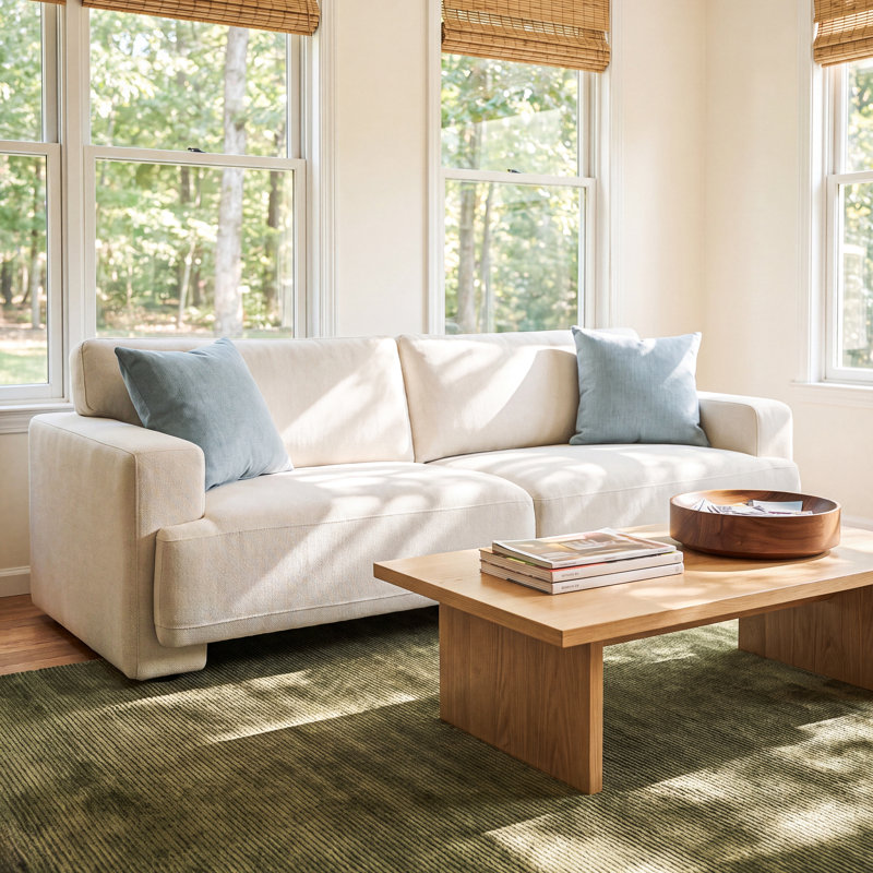 Ives 90" Upholstered Sofa, Cream Performance