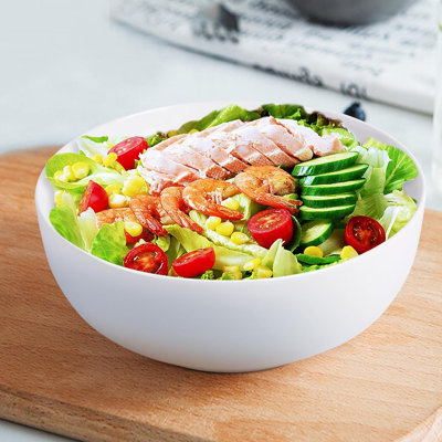 Bols à soupe de 8 pouces, bol à céréales, céramique, bols pour la cuisine, allant au micro-ondes, au lave-vaisselle et au congélateur, plats en porcelaine pour pâtes, salade, avoine, intérieur profond, ensemble de 3, (blanc)
