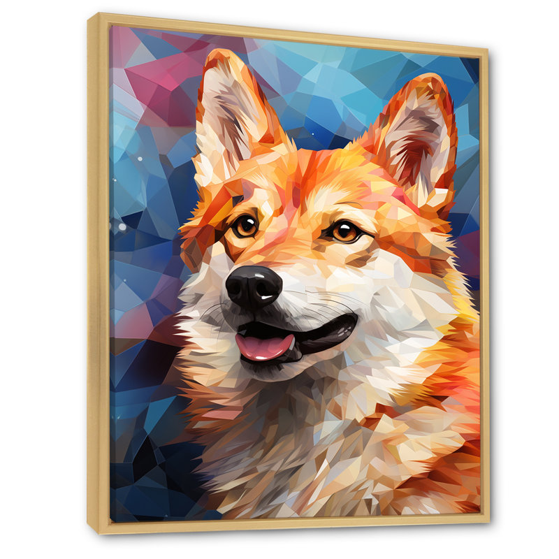 Popart Shiba Inu Spirit I, Cadre naturel flottant, H 32 po x l 24 po