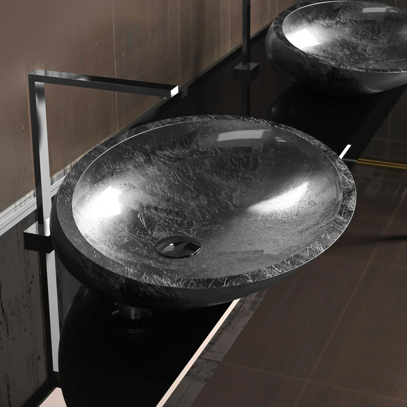 Vetro Freddo 21.3'' L Bathroom Sink, Silver Leaf