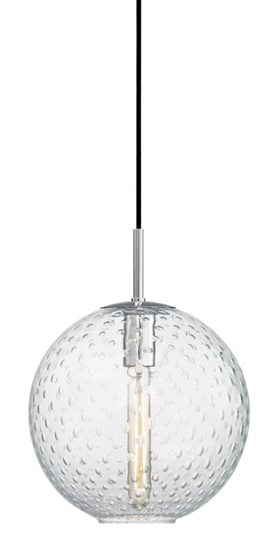 Rousseau 1 Light Pendant, 7.75" H X 6" W X 6" D, Clear, Polished Chrome