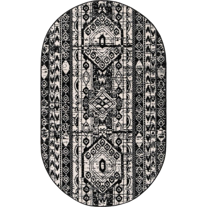 Ibaad Geometric Indoor Rug, Oval 3'1" x 5'3"