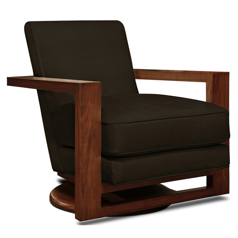 Monroe Leather Swivel Armchair, Dark Walnut (Dreamer), Espresso