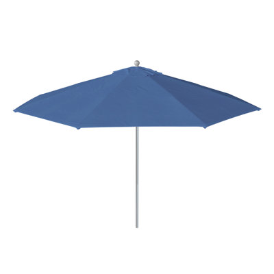 11 Foot Silver Anodized Commercial Patio Umbrella With Fiberglass Ribs Pulley Lift In Frost Blue Olefin
