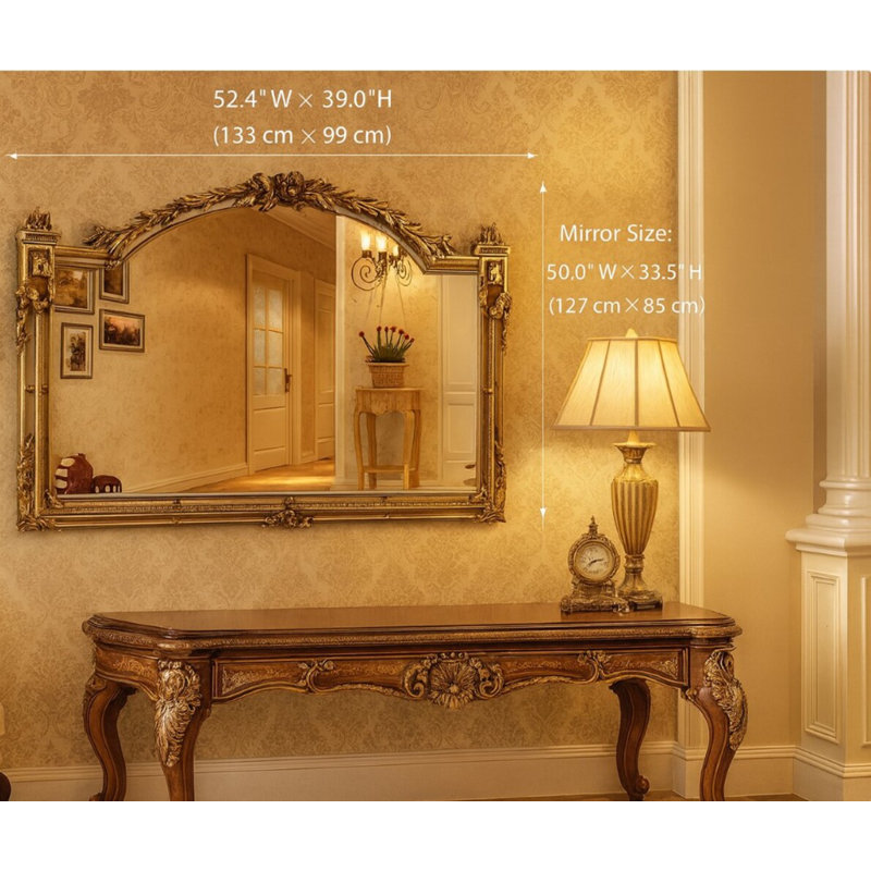 Daylan Arch Wall Mirror, Antique Gold